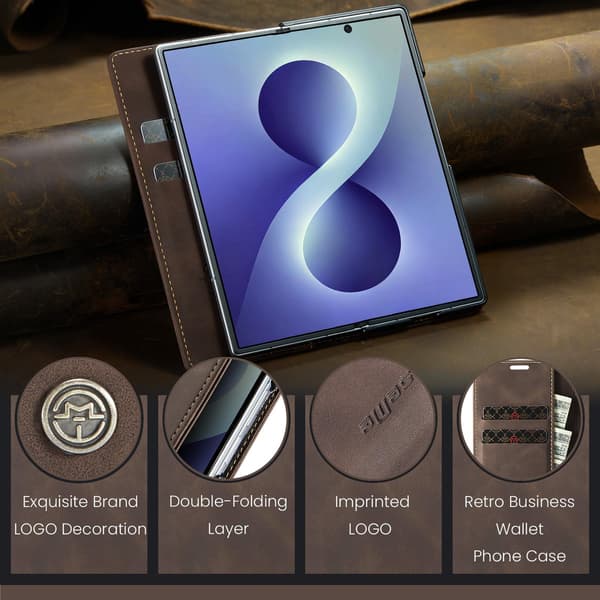 CASEME Telefonplånboksfodral med stöd till Samsung Galaxy Z Fold8 Ultra Brun