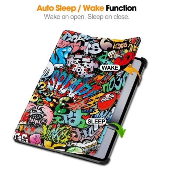 Til OnePlus Pad 2 Tri-fold Stand Wake/Sleep Cover Tabletetui - Graffiti Multicolor