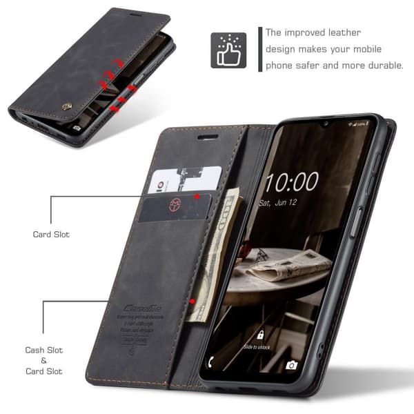 CASEME Retro Pung Taske til Samsung Galaxy A14 - Sort Black