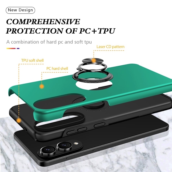 Til Samsung Galaxy S25 Edge Hybrid Deksel Med Fingerring Green