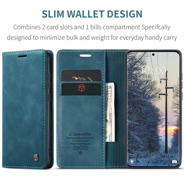 CASEME Retro Lompakkokotelo Xiaomi Redmi Note 15 / Xiaomi Poco M8 5G Blue