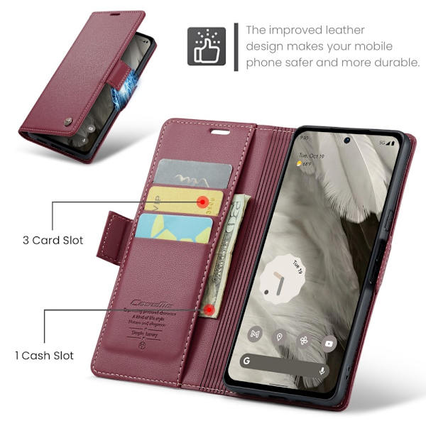 CASEME Retro Lompakkokotelo Pixel 8 Red