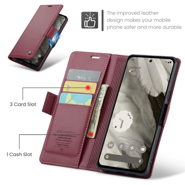 CASEME Retro Wallet Case for Pixel 8 - Red Red