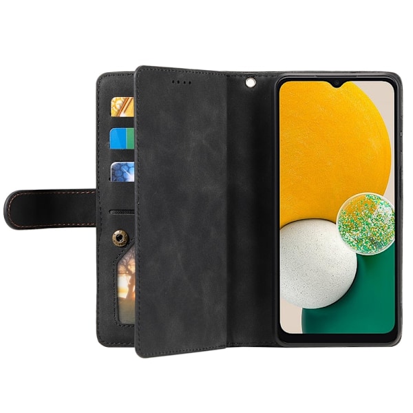 Til Samsung Galaxy A26 5G Etui med Lynlåslomme og 9 Kortlommer Black