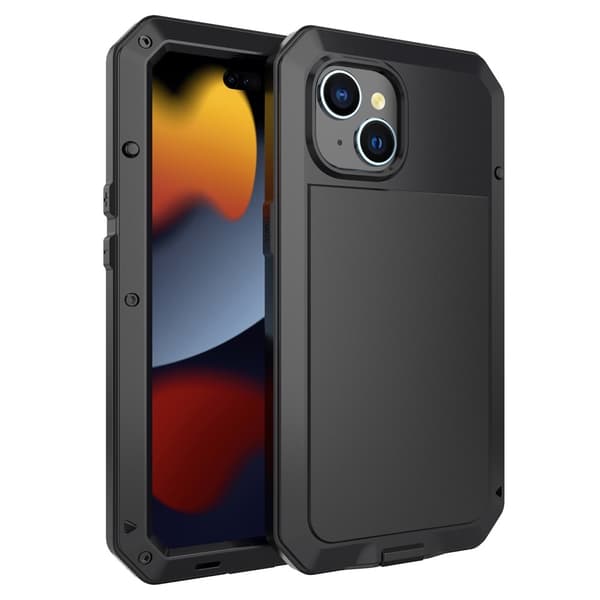 Heavy Duty Robust Hybrid Cover Shell + hærdet glas til iPhone 15 Black
