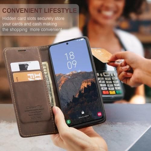 CASEME Retro tegnebog taske til Samsung Galaxy S23 - Kaffe Brown