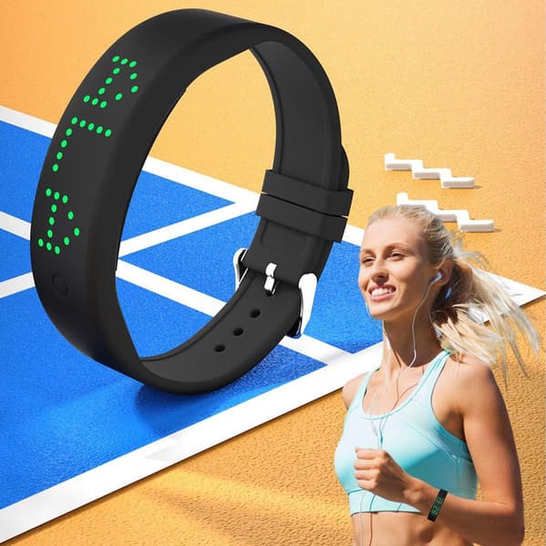 Smart armband Fitness Timer Sömnmonitor Stegräknare 8 Alarm Vibration - Grå grå