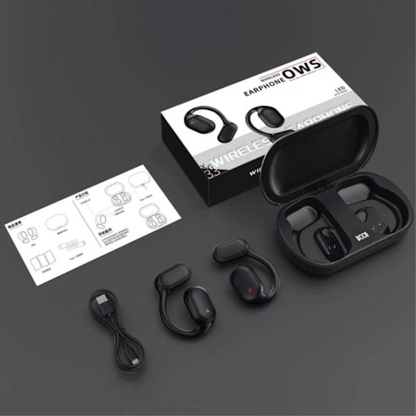 Bluetooth 5.3 -kuulokkeet Bone Conduction langattomat kuulokkeet Black