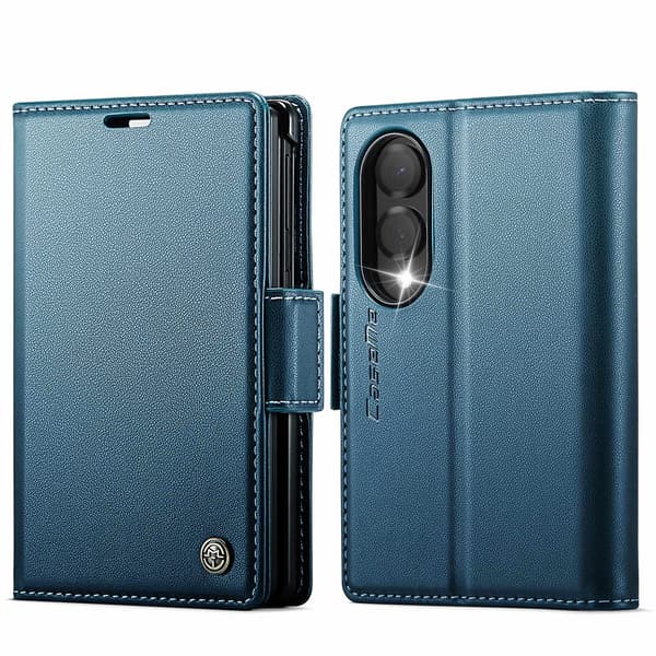 CASEME Glansigt telefonplånboksfodral till Samsung Galaxy Z Fold8 Blå