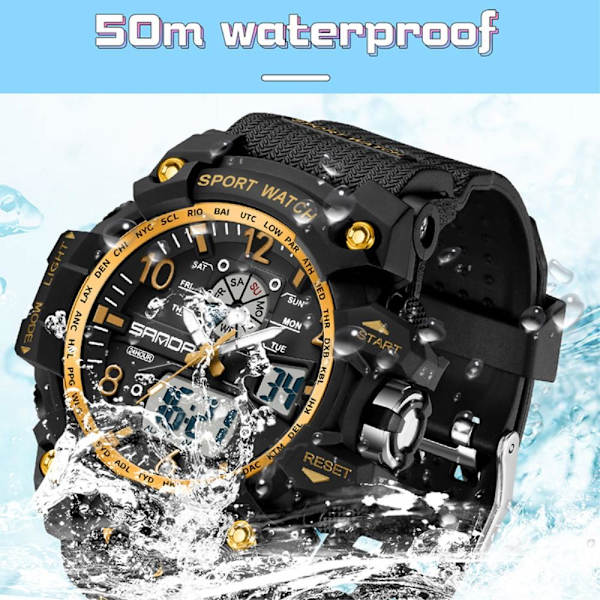 Armbåndsur Armbåndsur Digital vanntett sportsklokke osv Black