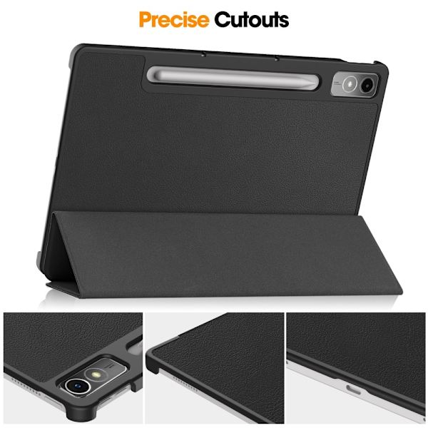 Til Lenovo Tab P12 Tri - fold Stand Tablet - Taske - Sort Black