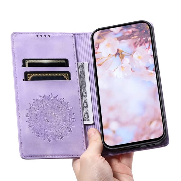 Cover til iPhone 17 Pro Max med Magnetisk Lukning Mønsterpræget Purple