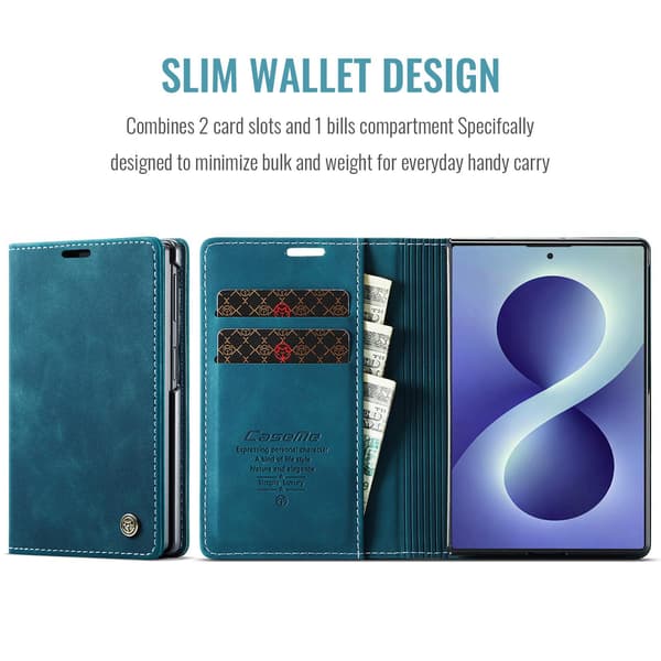 CASEME Telefonplånboksfodral med stöd till Samsung Galaxy Z Fold8 Blå