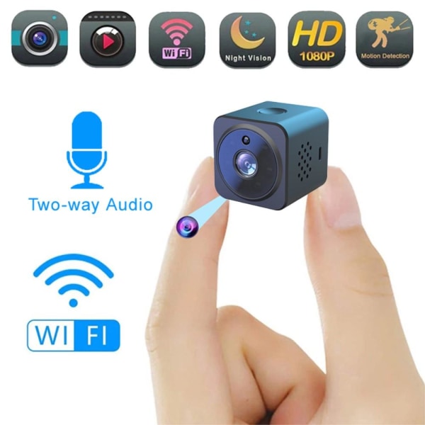 AS02 Mini Spy Kamera Trådløs Wifi IP Hjemmesikkerhedskamera HD 1 Black