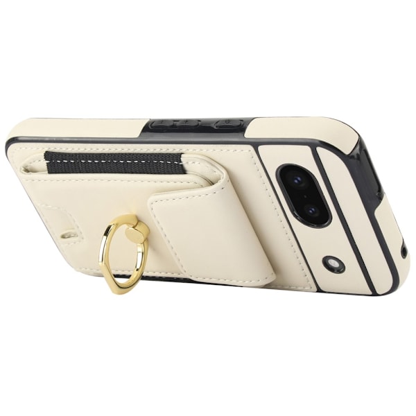 För Google Pixel 8a Kickstand Case Telefonfodral med Kortfack - Vit White