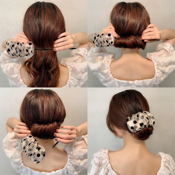 Hårknyttemaker for kvinner med blonde og polka dots Black