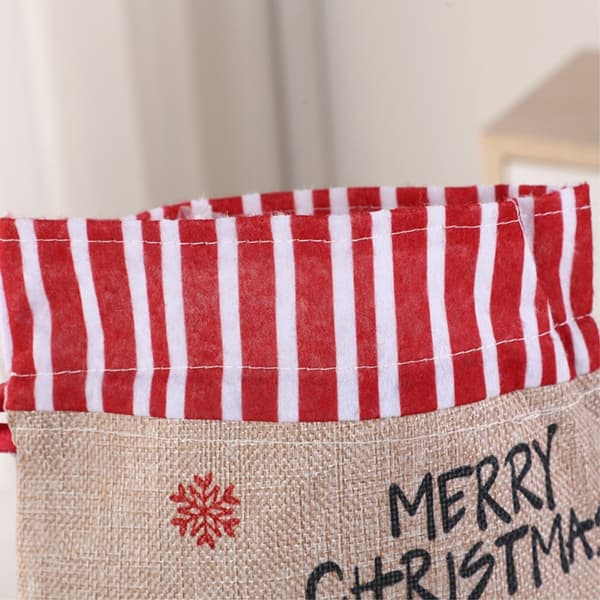 Julegavepose med snor, Santa-mønster, for julaften og julehelgen Red