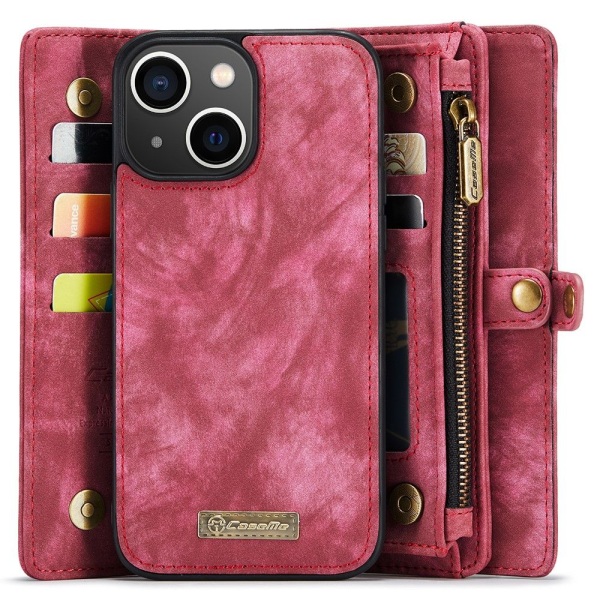CASEME iPhone 15 Plus Retro plånboksfodral - Röd Röd