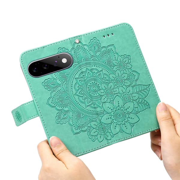 Blomstermønstret telefonlommebokdeksel til Google Pixel 11 Pro og Google Pixel 11 Green