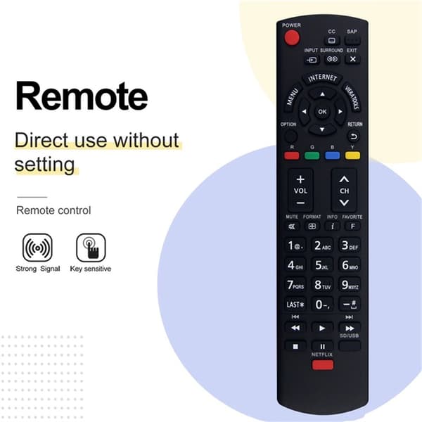 Fjernkontrollerstatning for N2QAYB000779 For Panasonic TV Black