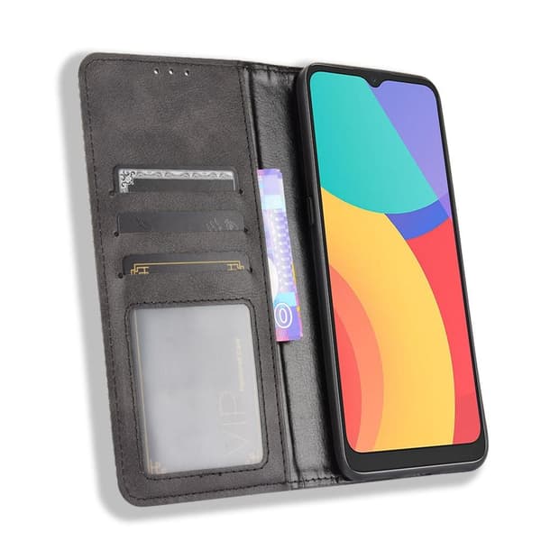 Vintage tegnebogsetui til Alcatel 3L (2021) /1S (2021 Black