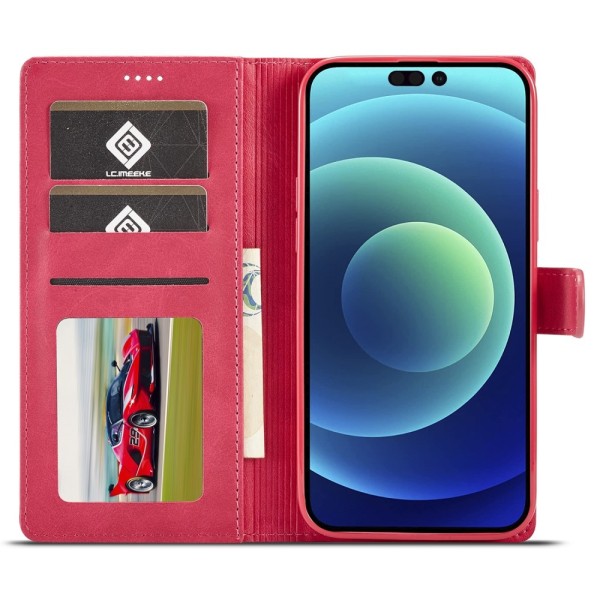 LC.IMEEKE Plånboksfodral till iPhone 15 Pro - Rosa Rosa