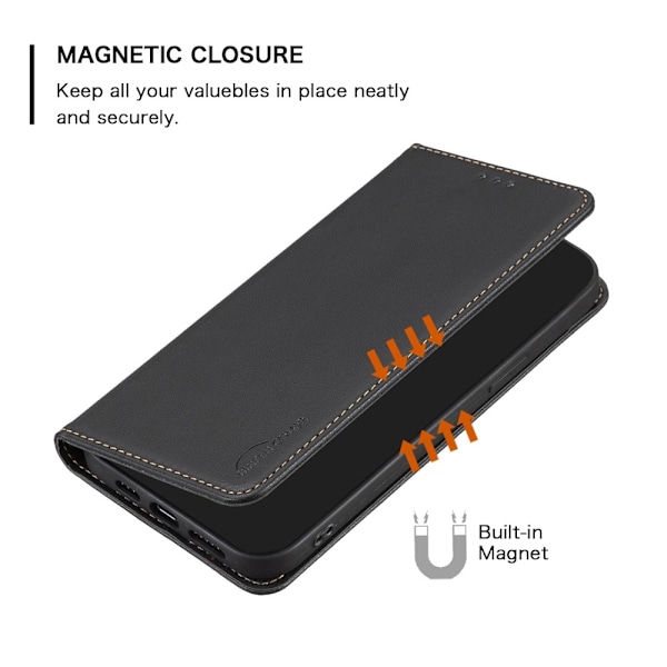BINFEN COLOR For Redmi 14C Case PU Leather Phone Cover Black