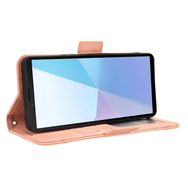 Sony Xperia 10 VI Kotelo PU-nahkainen Flip Folio Puhelimen Suojakotelo Useilla Korteilla Pink