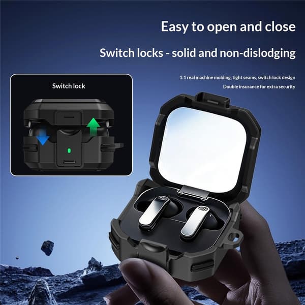 Til Samsung Galaxy Buds4 / Buds4 Pro Beskyttende Etui Cover Shell med Switch Lock Black