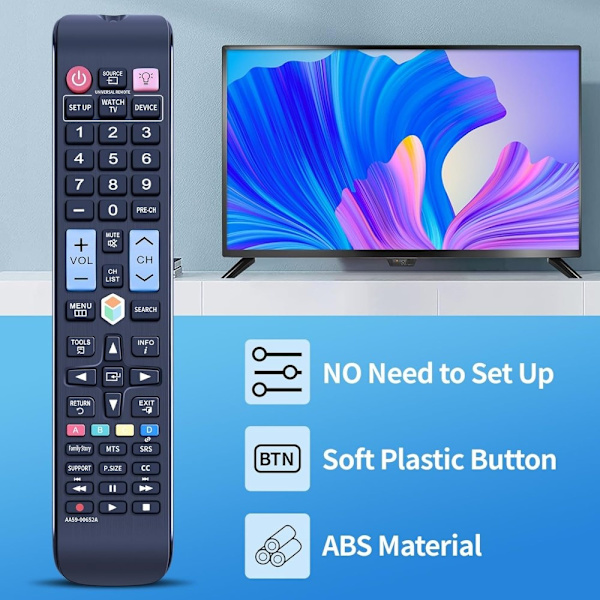 TV fjernbetjening Erstatning til AA59-00652A Samsung TV Black