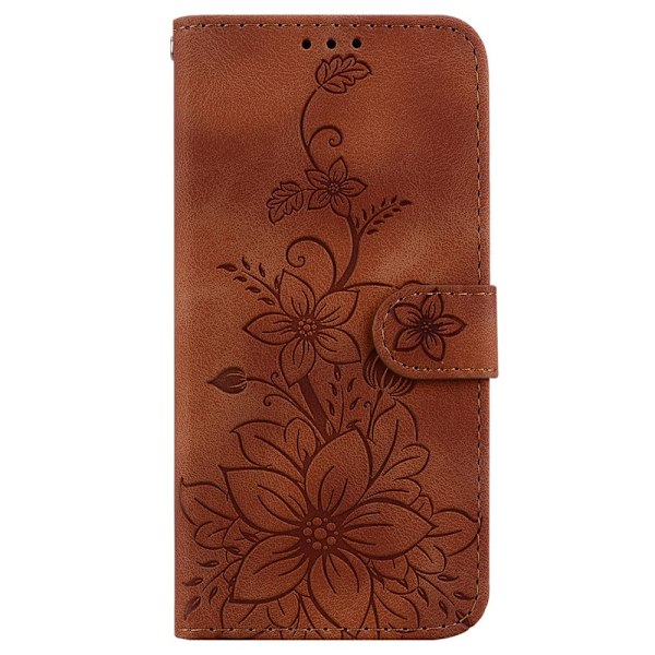 Til Xiaomi Redmi 14C 4G Cover Lily Flower Imprint Telefoncover med Støtte Brown