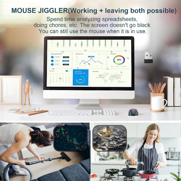 USB Mouse Jiggler Portable Mini Mouse Mover drivrutinsfri håller datorn aktiv Svart