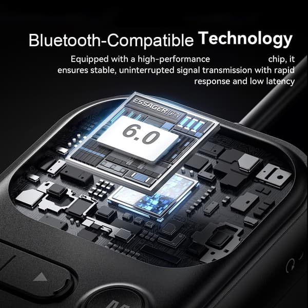 2-i-1 Bluetooth-kompatibel AUX-lydadapter (RX/TX) med LCD-display til bil højttalere Black