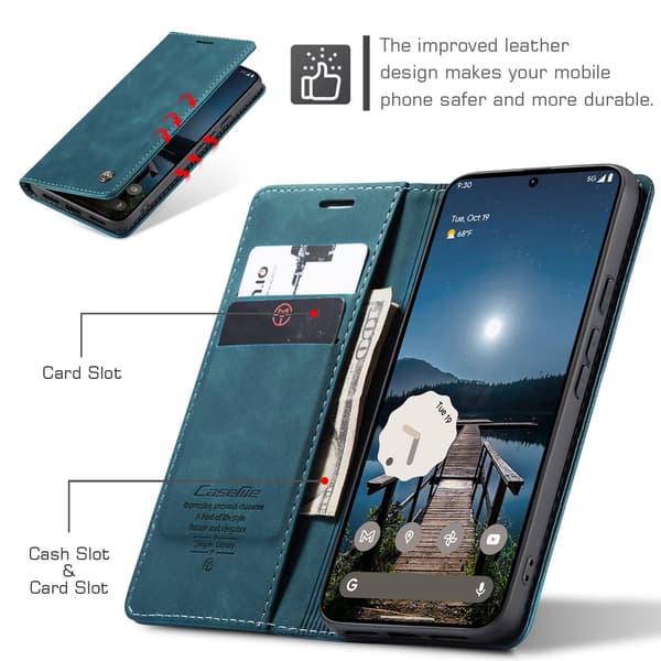 CASEME Telefonlommebokdeksel med stativ til Google Pixel 11 Pro og Google Pixel 11 Blue