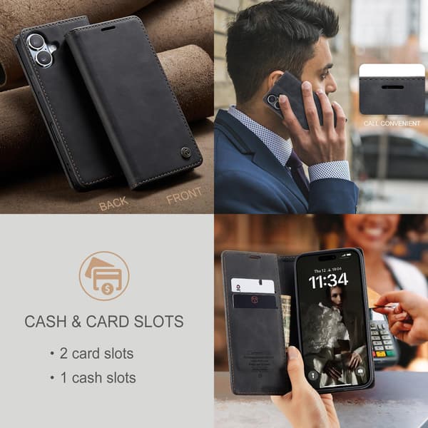 CASEME Retro lompakkokotelo iPhone 17 Black