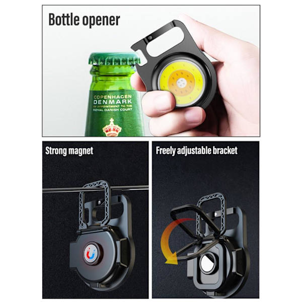 Keychain Flashlight Outdoor Portable Rechargeable Work Light Red+Yellow+White Black