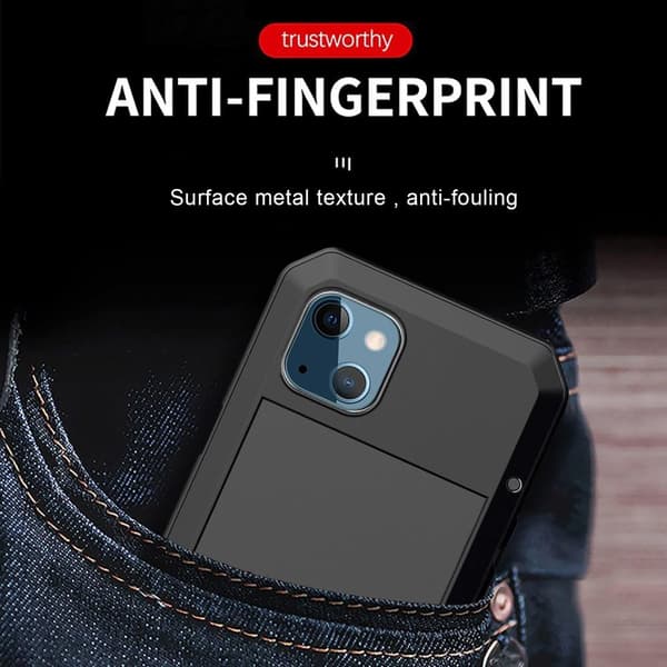 iPhone 13 Heavy Duty Sturdy Hybrid Case with Built - in Tempered Glass Black