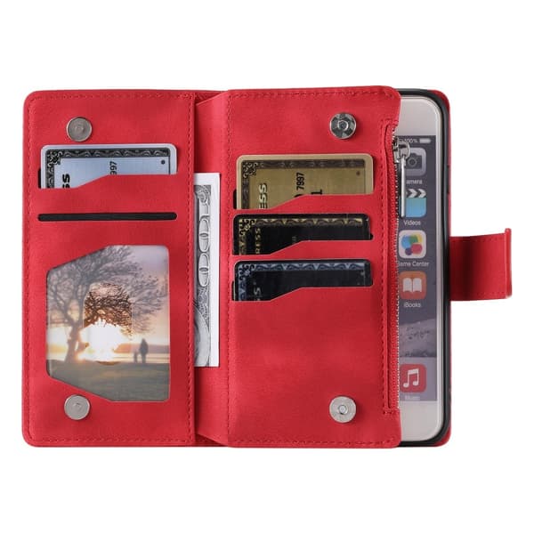 Til iPhone 17e / 16e tegnebogscover Cover Shell Mandala Blomstermønster Red