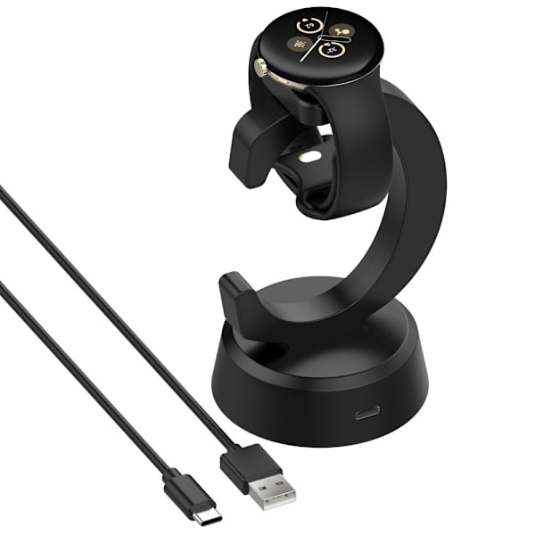 Til Google Pixel Watch 3 45/41mm Watch 2 Fitbit Ace LTE Oplader & Dock 1m kabel Black