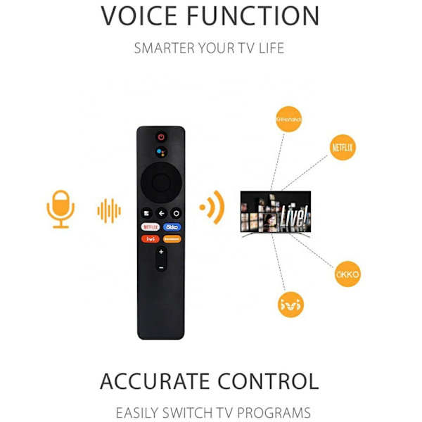 Fjernkontroll Erstatning for XMRM-M6 Xiaomi TV Stemmefunksjon Black
