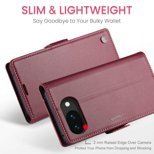 CASEME Til Google Pixel 10a RFID Blokkerende Lommebokdeksel Red