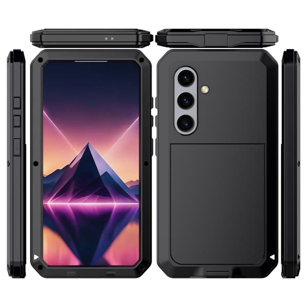 Samsung Galaxy S25+ (Plus) Heavy Duty Silikone + Metal Case Shell + Hærdet glas Black