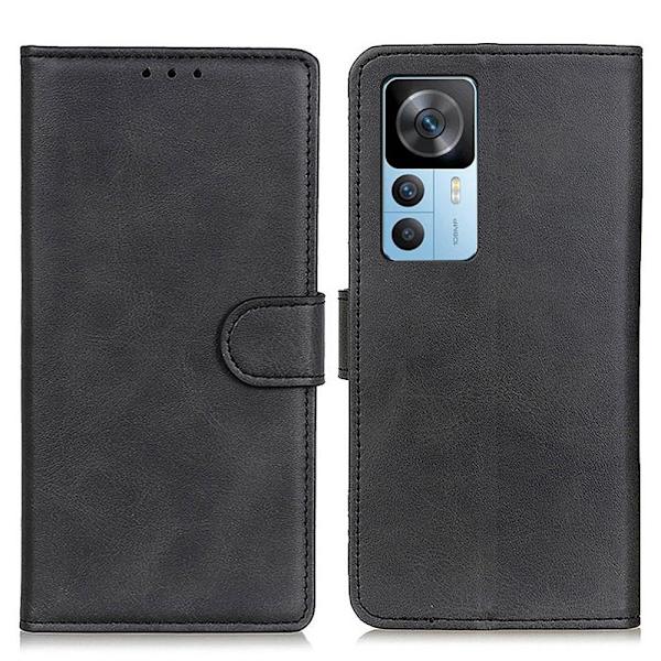 Plånboksfodral Cowhide Texture till Xiaomi 12T / 12T Pro Svart