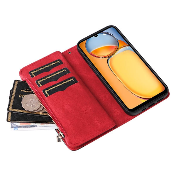 KT Wallet Case til Xiaomi Redmi 13C - Rød - sort Red