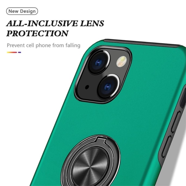 iPhone 14 Fingerring Kickstand Hybrid Taske - Grøn Green