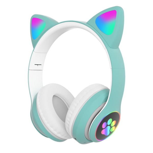 Bluetooth Over Ear Music Headset Glowing Cat Ear - Grön Grön