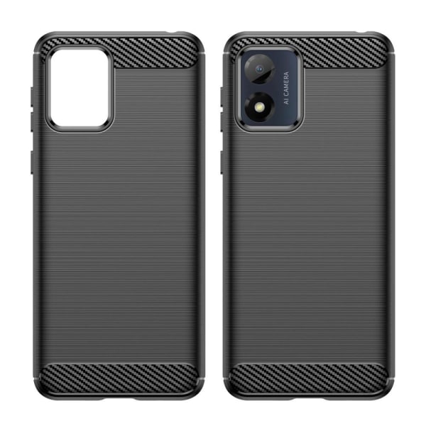 Carbon Fiber Texture TPU Cover for Motorola Moto E13 4G Black