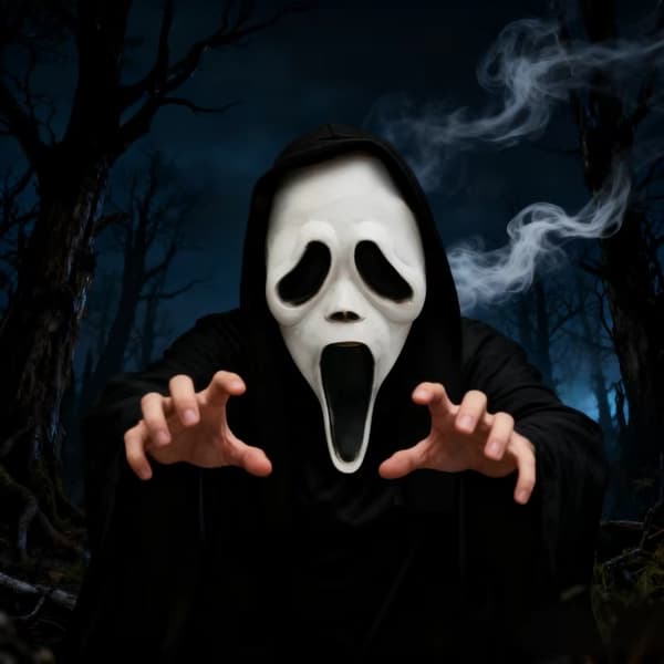 Eksklusiv GhostFace Scream Mask Masquerade Maskerademaske i blødt materiale inklusive kniv Black
