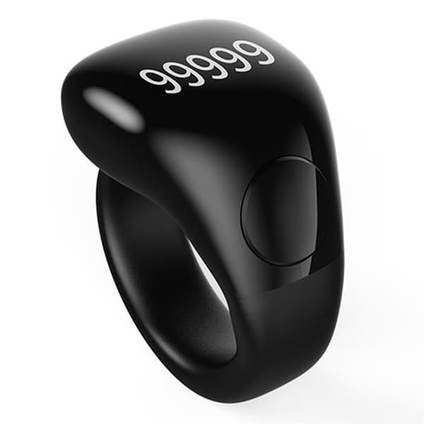 Smart Tasbih Zikr Ring vattentät digital räknare påminnelse om böneutrop (adhan) Svart