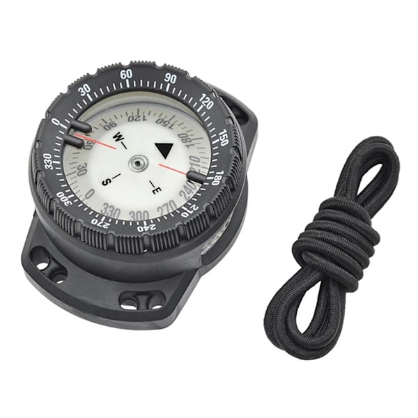 Vedenalainen 50 metrin sukelluskompassi Elastinen johto Vedenpitävä Scuba Luminous Compass Black one size